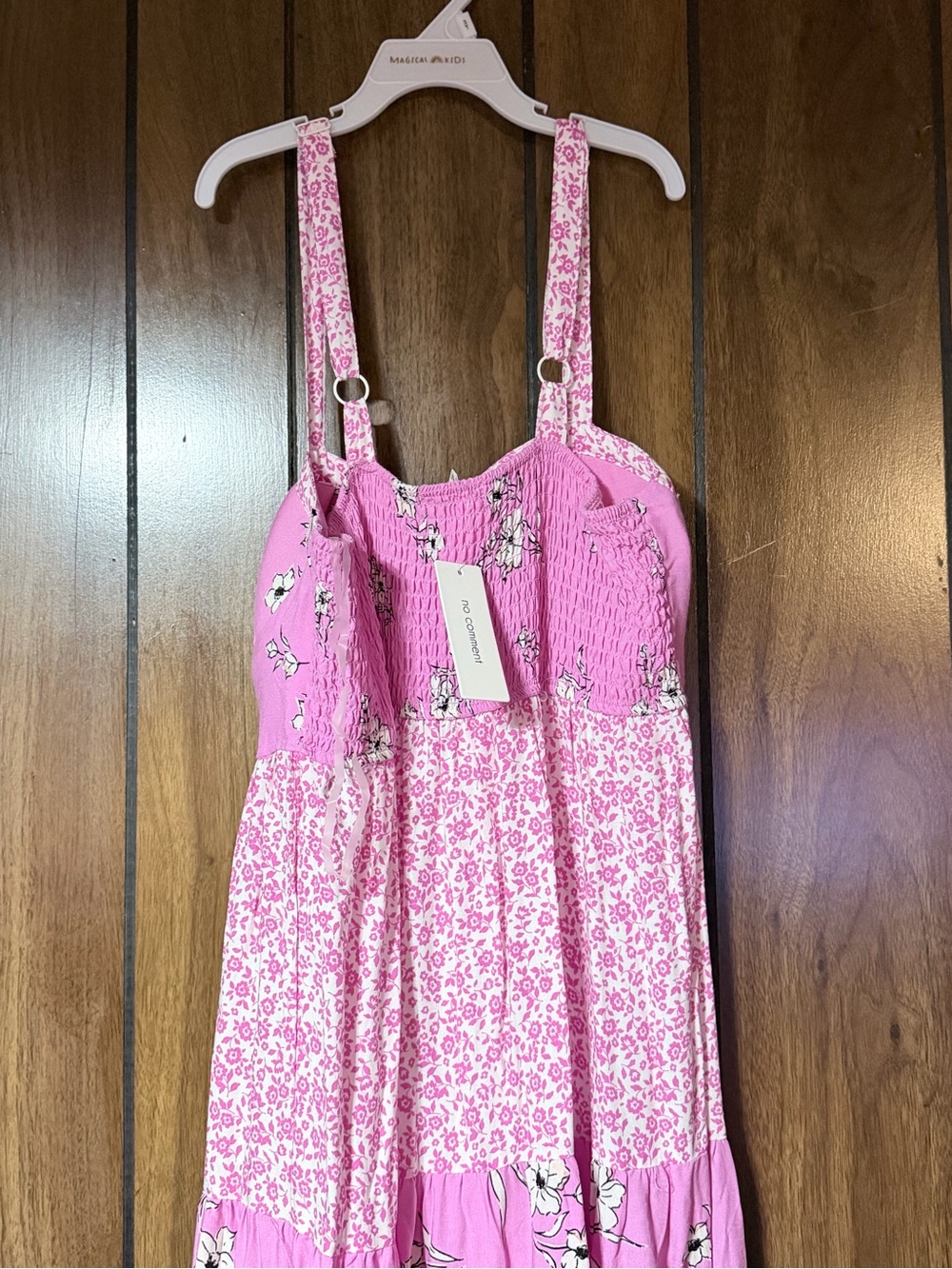 Pink Floral Maxi Dress with Spaghetti Straps - Picture 9 of 11